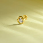 Bolt Gleam Single Solitaire Diamond Nose Pin Design From Kerala In Gold