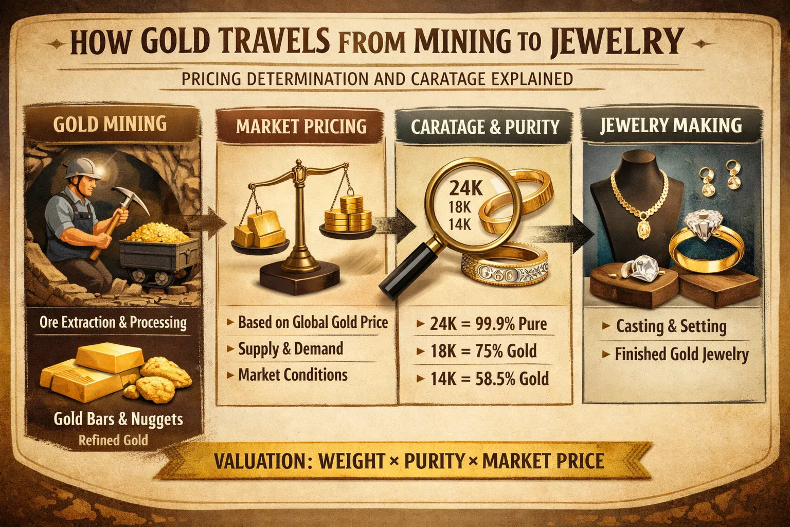 Image shown How Gold Travels From Mining to Jewelry