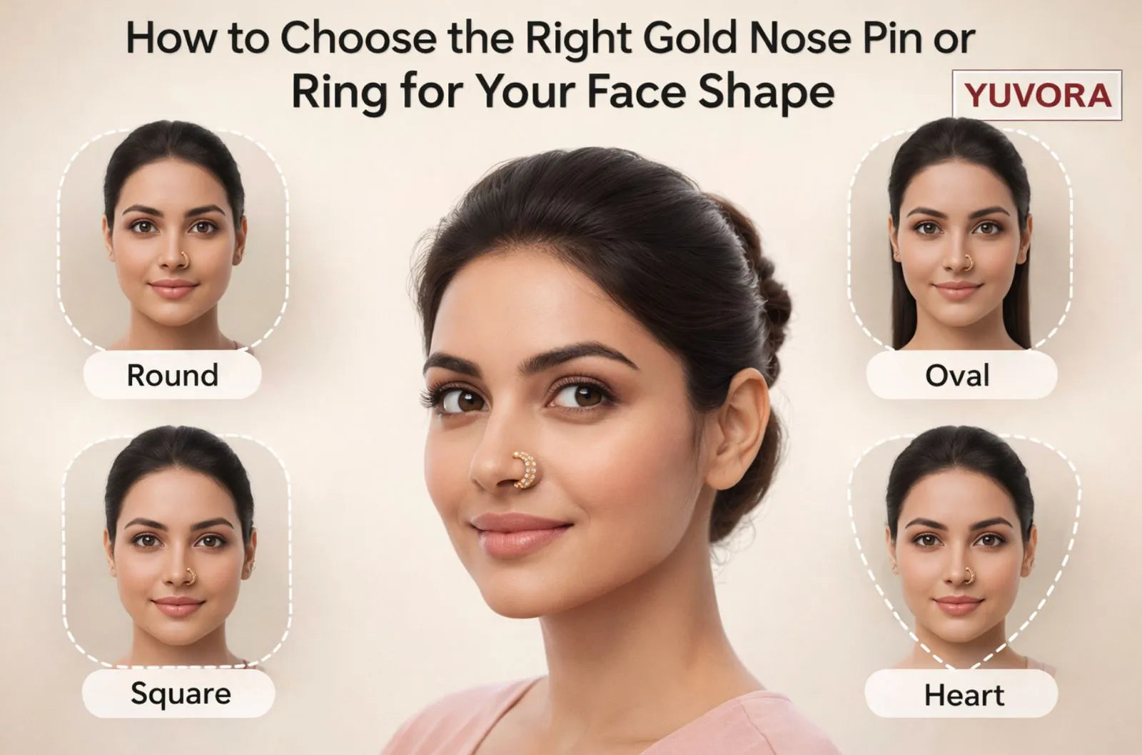 How to Choose the Right Gold Nose Pin/Ring for Your Face Shape