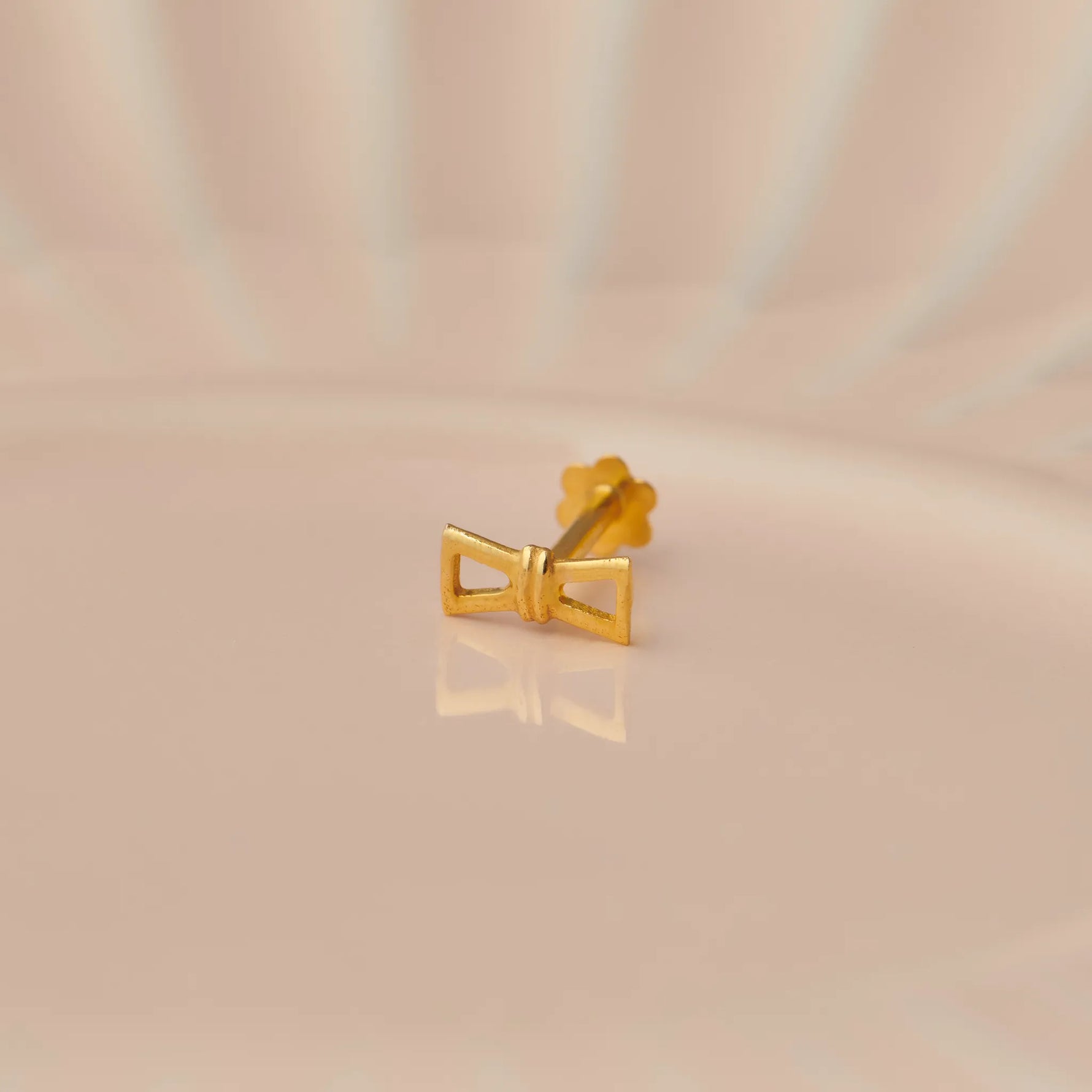 Ribbon Whisper -- 18K Bow-Inspired Casting Gold Nose Pin for Women