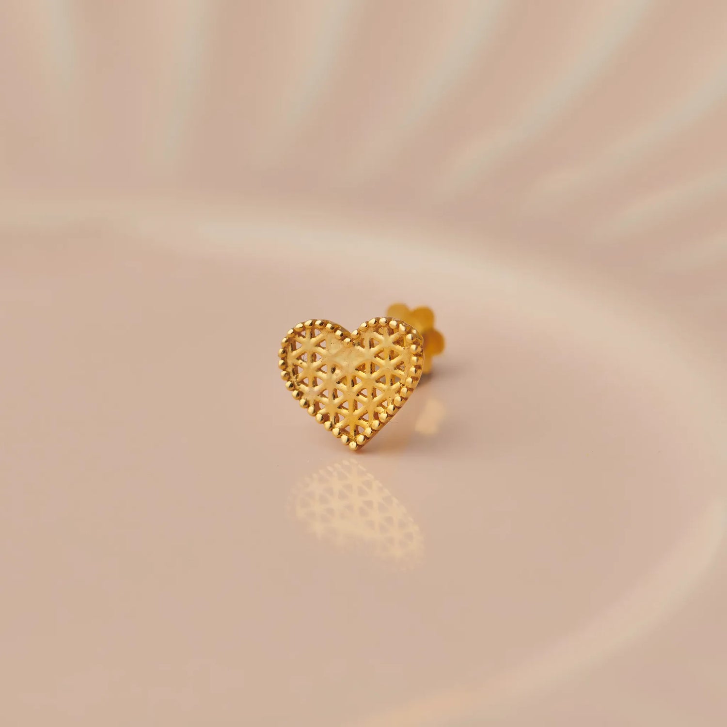 Heart Embrace Gold Nose Pin – Simple 18K Nose Pin Gold Design for Women