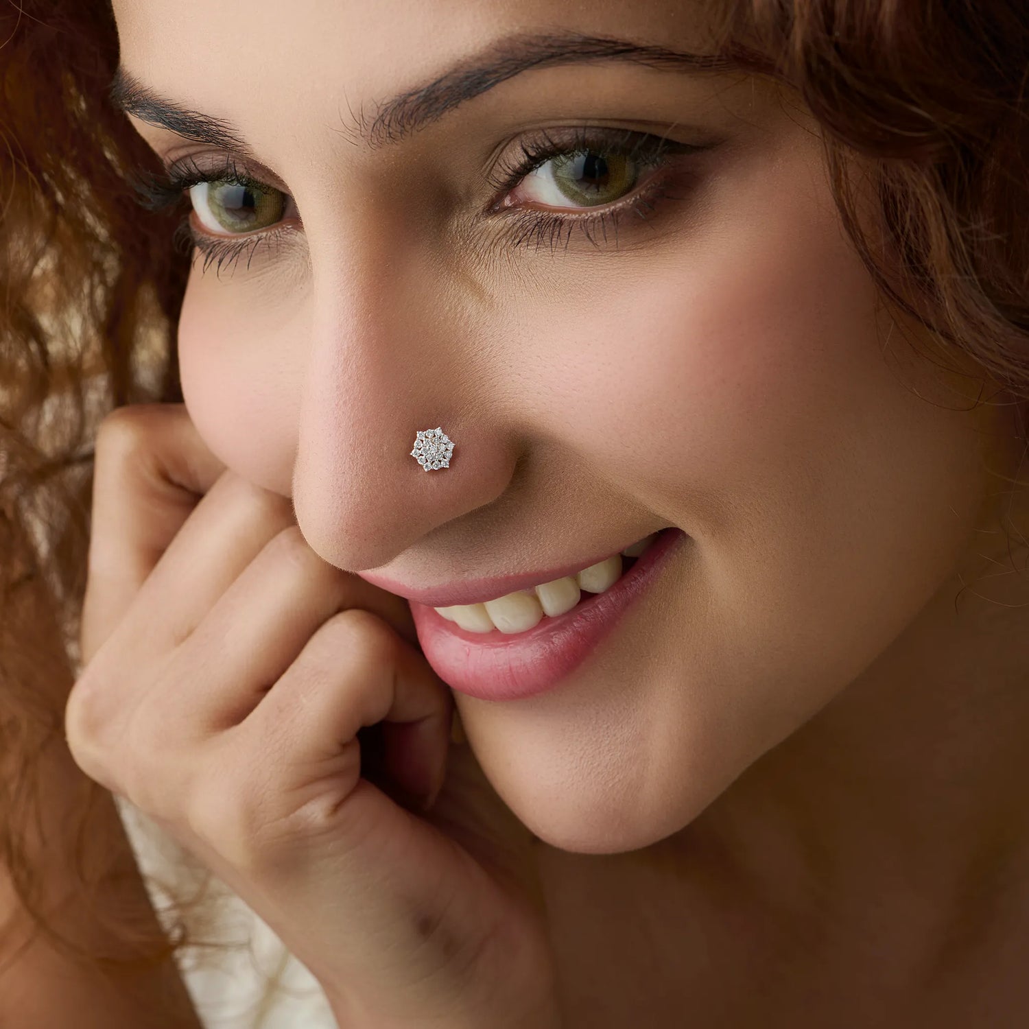 Hexagon Brilliance In Hex Shape Diamond Gold Nose Pin For Women