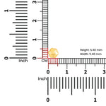Measurement view of compact 18K gold flower nose pin placed beside a ruler for size clarity