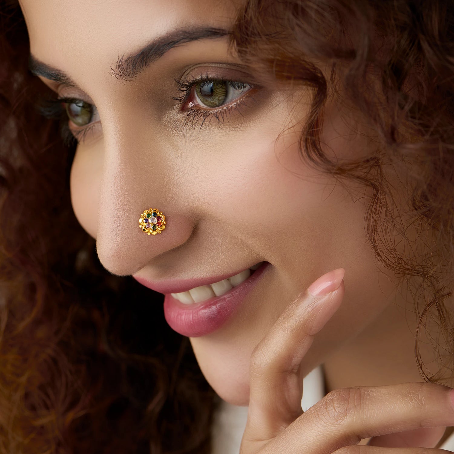 Grace Cluster 18K Diamond Inspired Stone Gold Nose Pin Design Online
