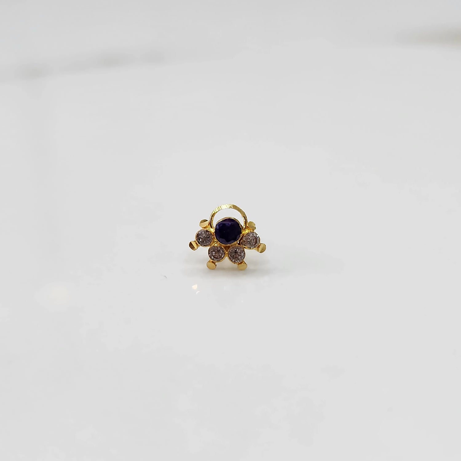 Halo Cluster 18K Diamond Inspired Stone Gold Nose Pin For Women