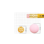 Size reference image showing floral gold nose pin next to a measuring scale and comparison elements